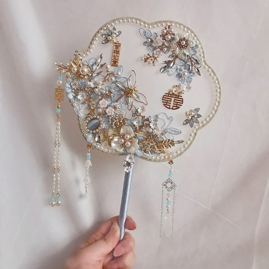 High-End Handcrafted Pearl Cluster Fan