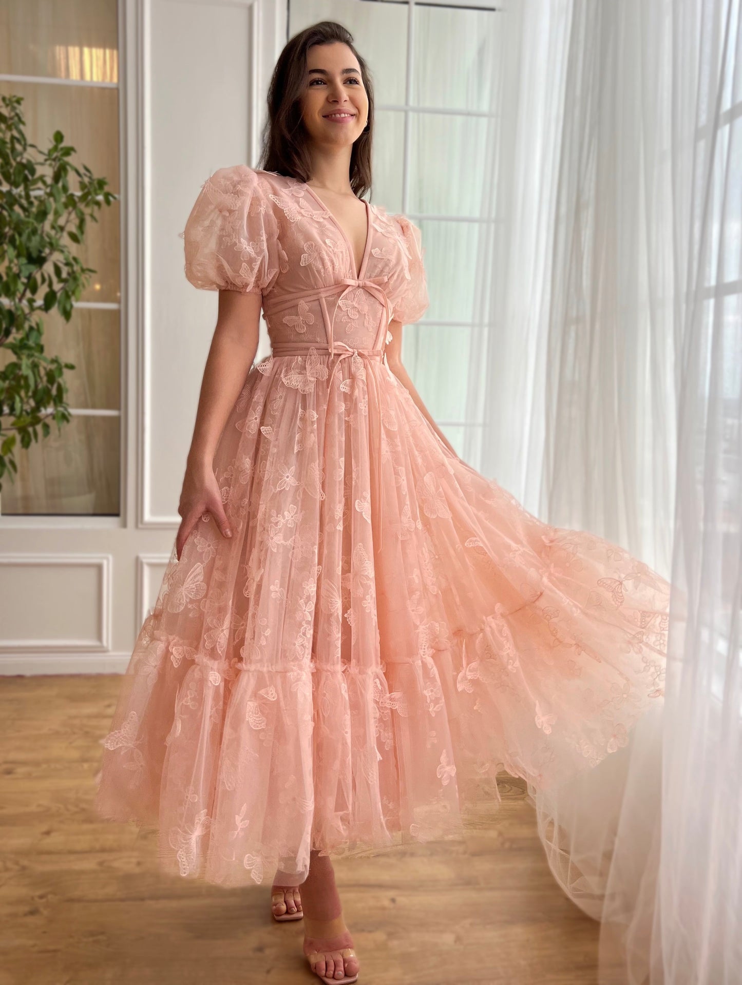 Rosette Papillon Midi Dress