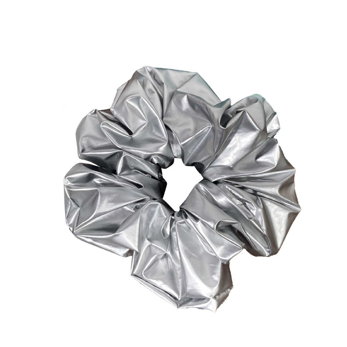 Metallic Silver Oversized Scrunchie