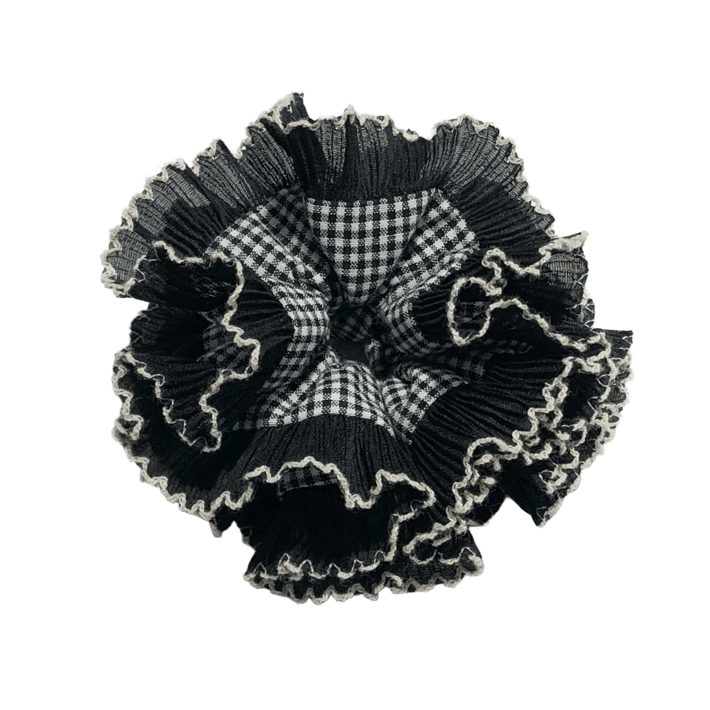 Midnight Gingham Ruffle Scrunchie