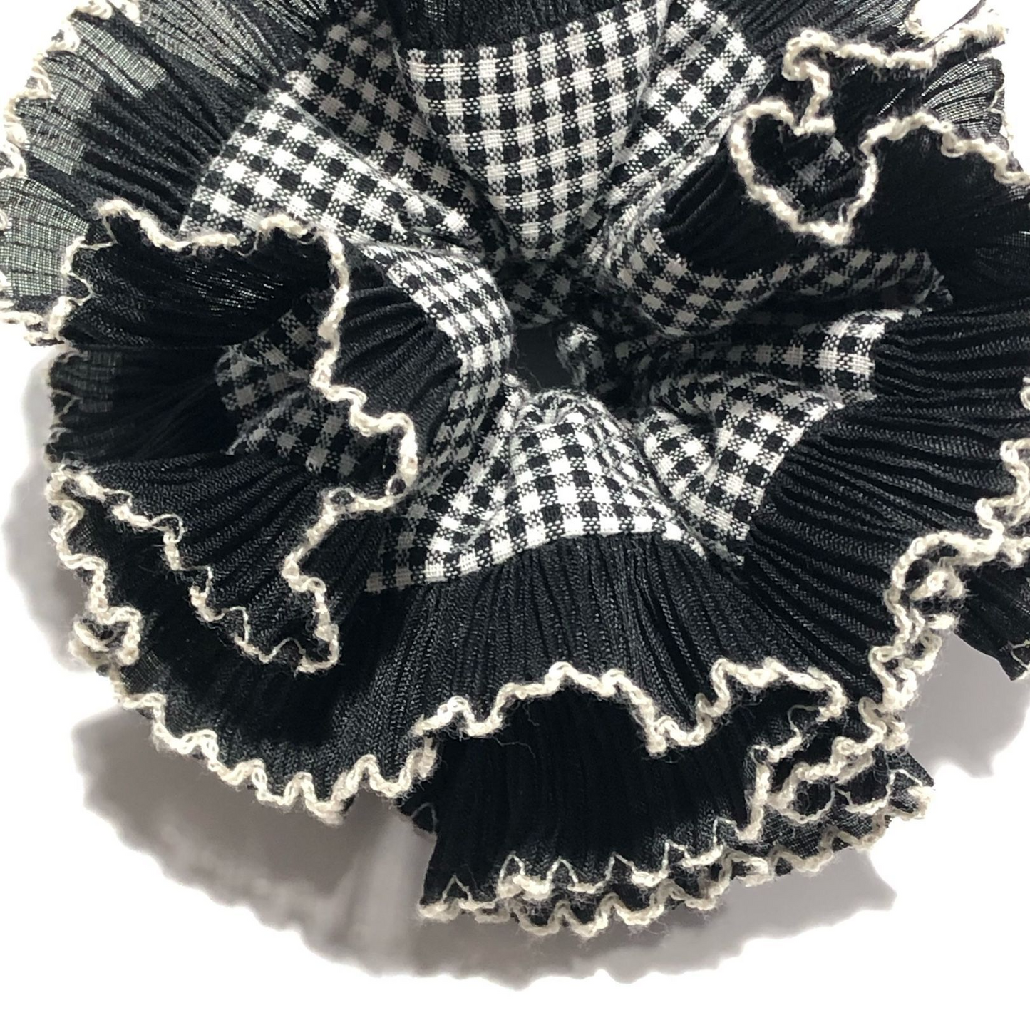 Midnight Gingham Ruffle Scrunchie