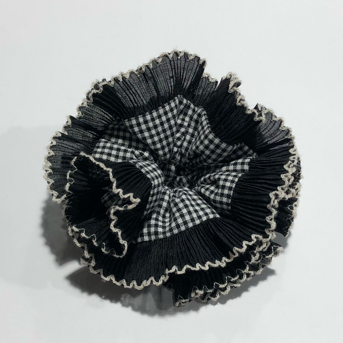 Midnight Gingham Ruffle Scrunchie