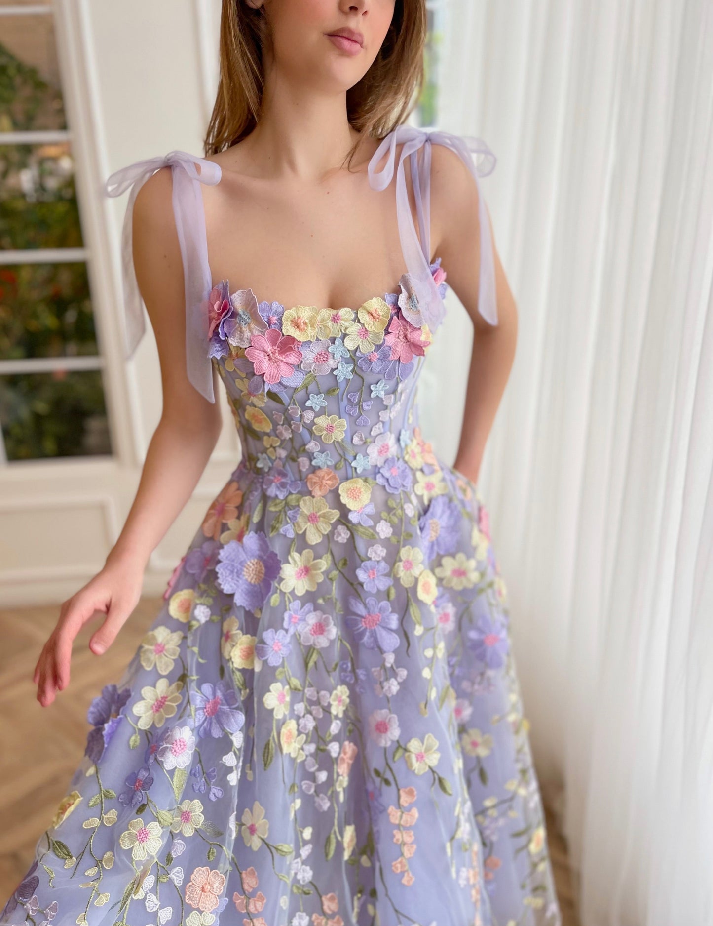 Lavender Bloom Midi Dress