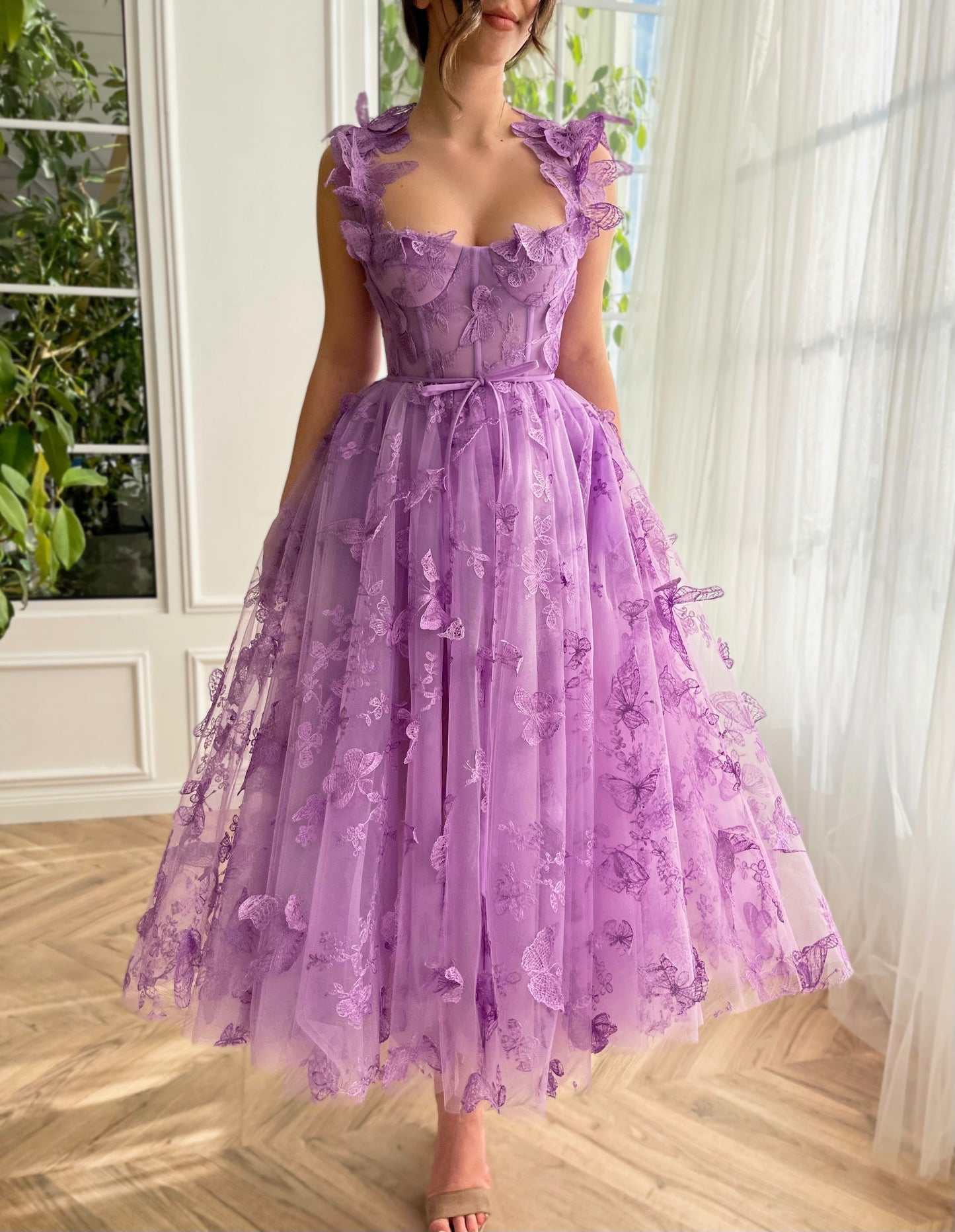Whimsical Flutter Midi Gown