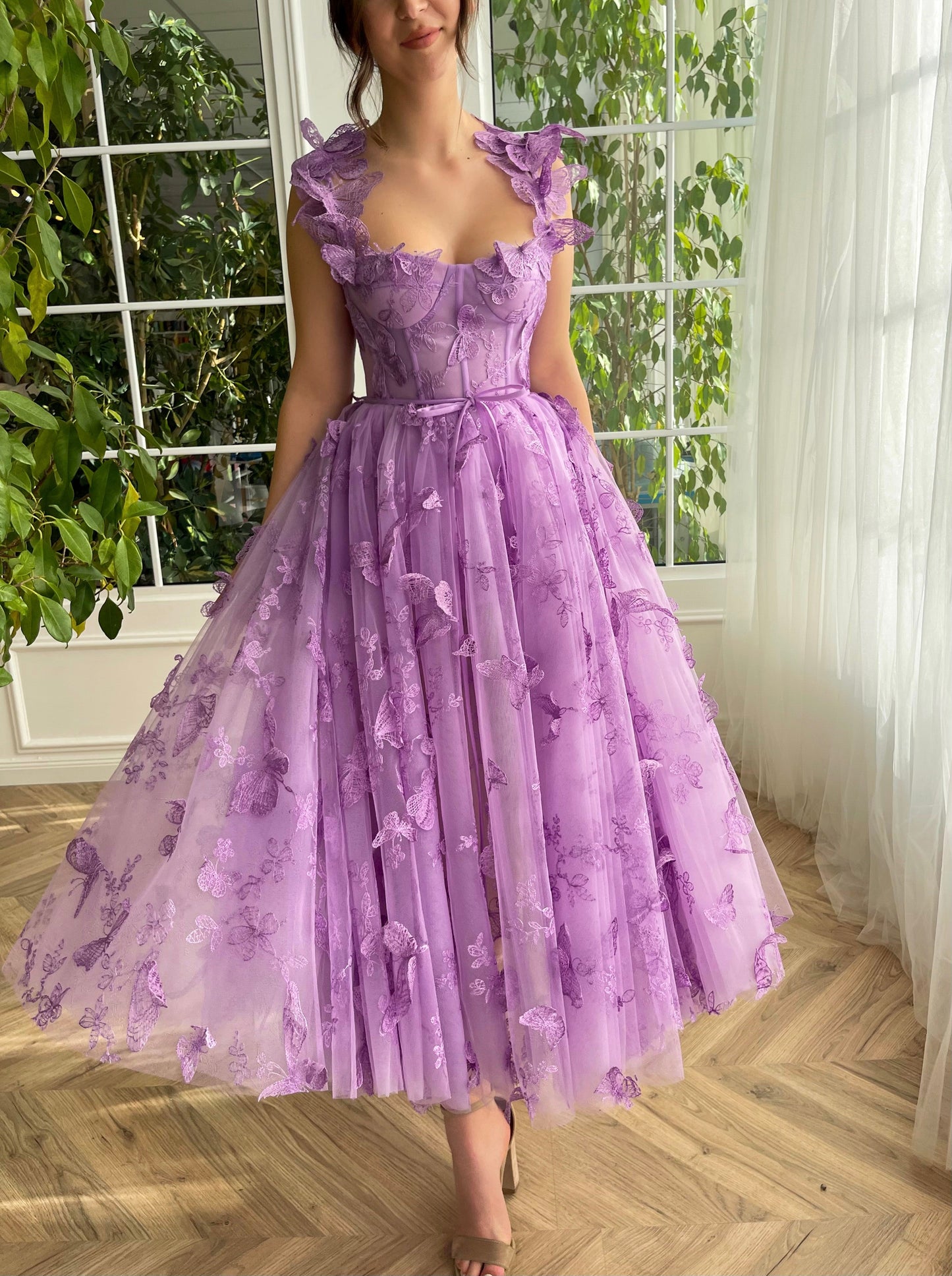 Whimsical Flutter Midi Gown