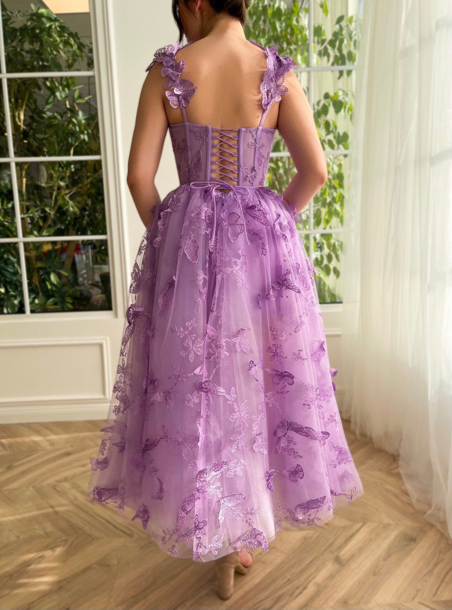 Whimsical Flutter Midi Gown