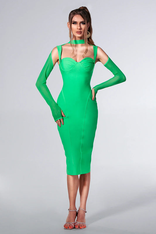 Io Strappy Bandage Dress in Green