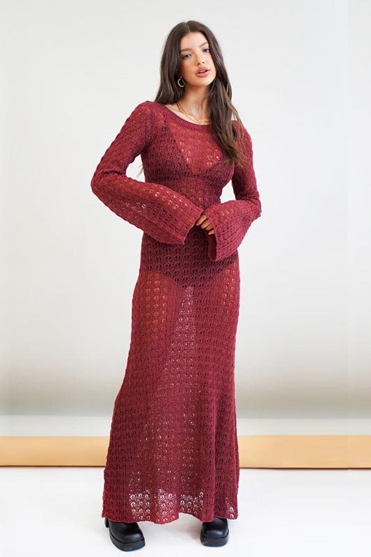Regina Backless Crochet Maxi Dress