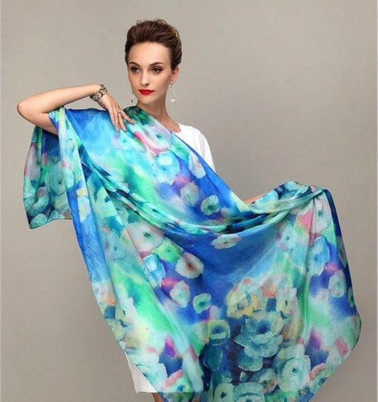 Large, Sheer Genuine Mulberry Silk Scarf | 175 x 110 cm (approx. 69 x 43 inches)