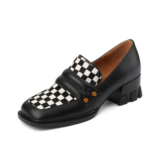 Cassie Checkerboard Loafers Style Heels