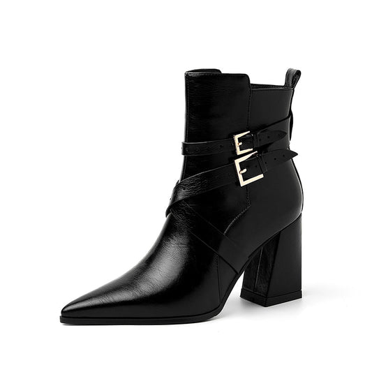 Joy Black Pointed Toe Ankle Boots