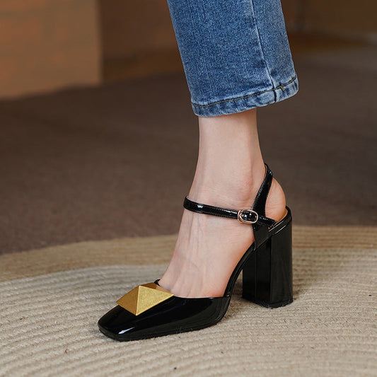 Caitlin High Chunky Heel Ankle Strap Pumps