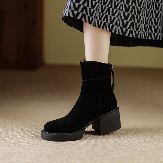 Jolie Suede Platform Boots Black