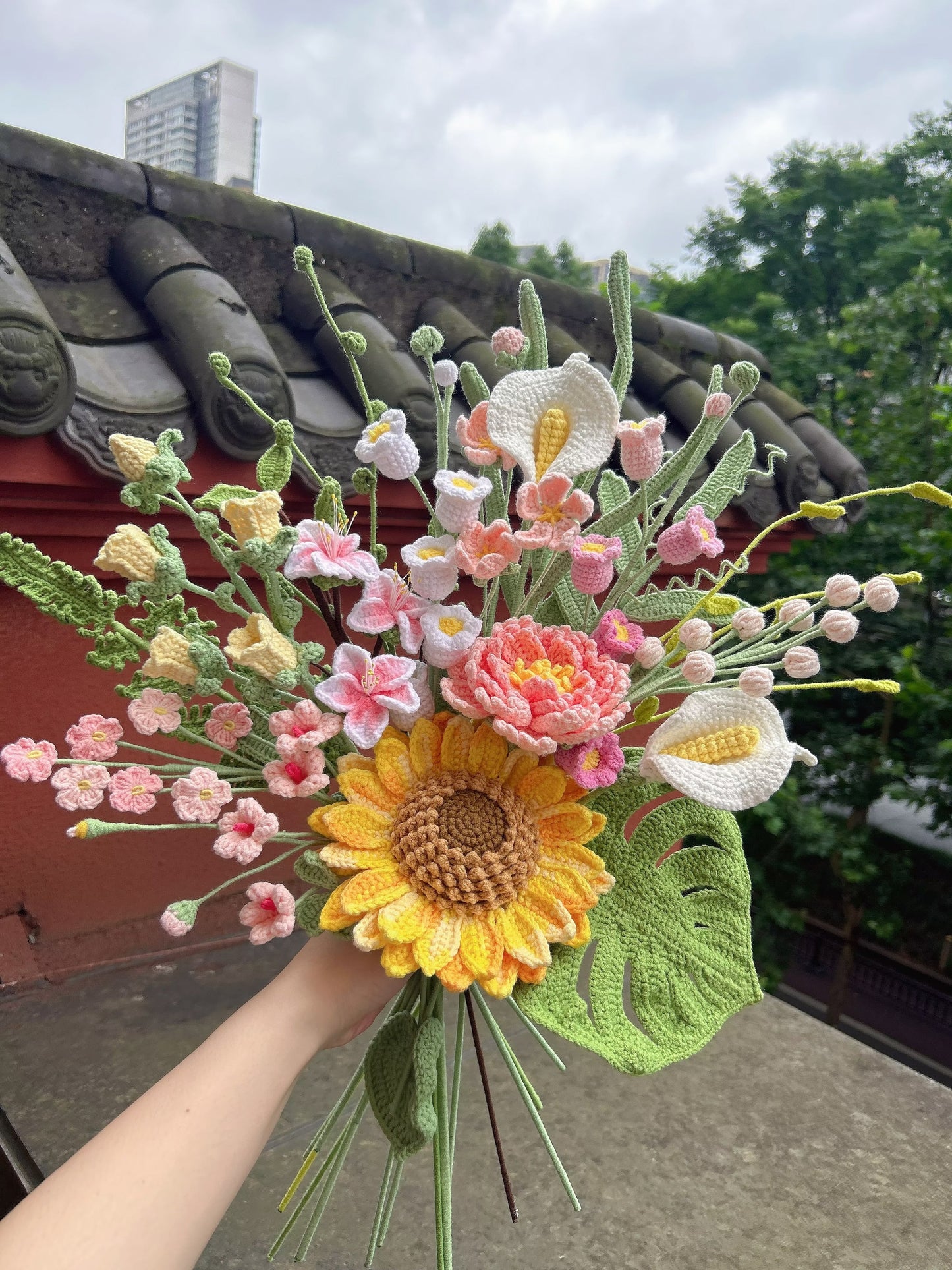 November' Birth month Bouquet Crochet Flowers Sunflower