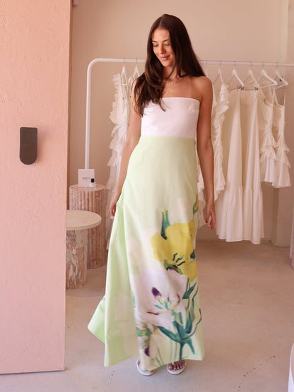 By Nicola Wavy Strapless Maxi Dress in Fiori