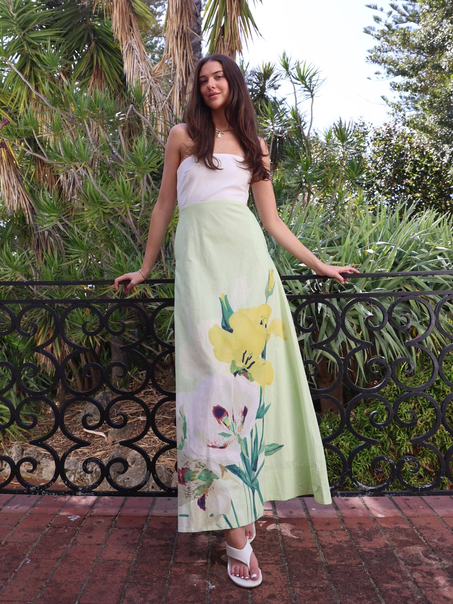 By Nicola Wavy Strapless Maxi Dress in Fiori