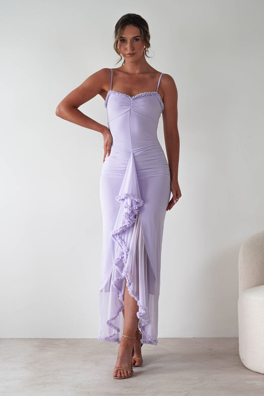 Manuella Mesh Bodycon Midaxi Dress | Lilac