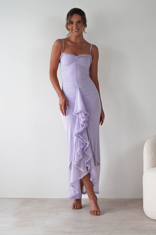 Manuella Mesh Bodycon Midaxi Dress | Lilac