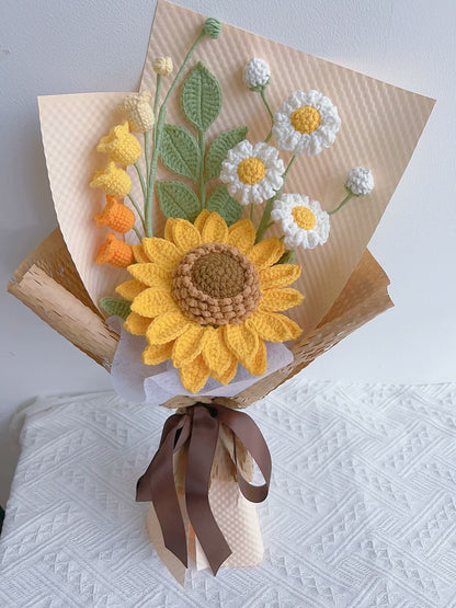 Handmade sunflower crocheted bouquet