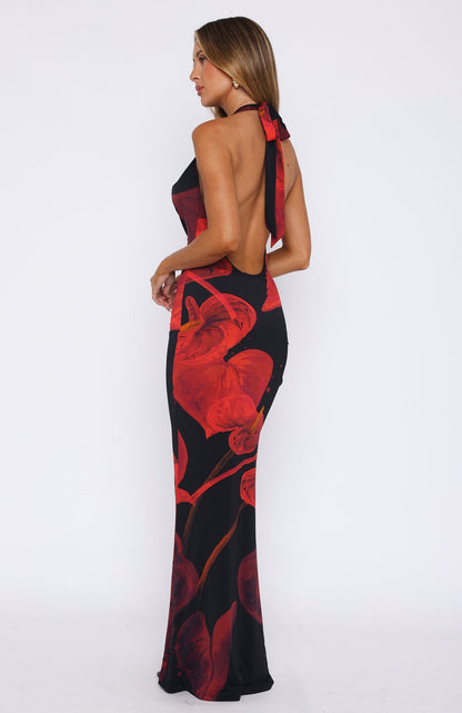 Vacation Time Maxi Dress Red Leaf