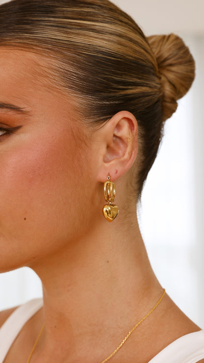 Varick Heart Earrings - Gold