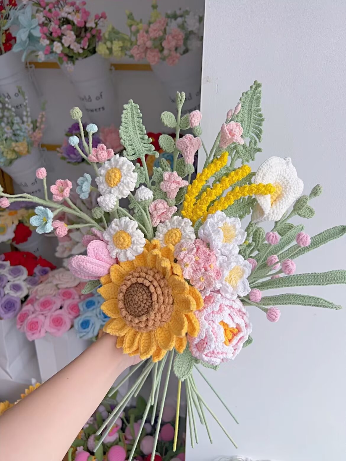 April Birth month Bouquet-yellow+pink+white