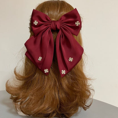 Bow Hair Clip with Rhinestone Accents