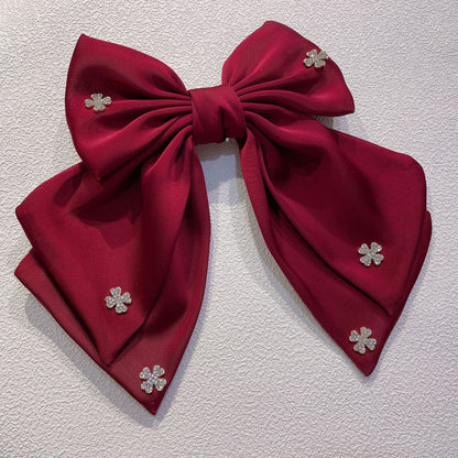 Bow Hair Clip with Rhinestone Accents