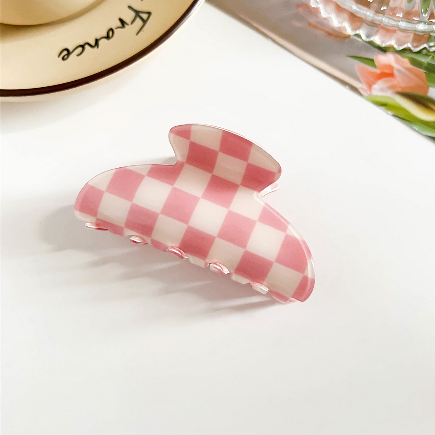 Checkerboard Hair Claw Clip