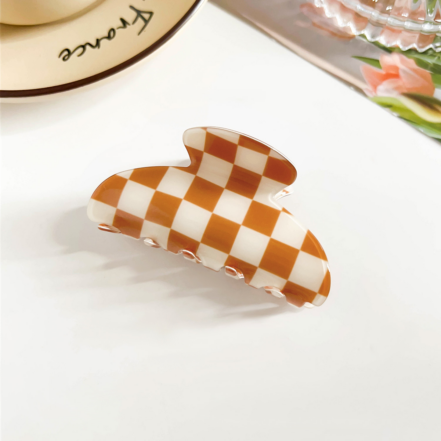 Checkerboard Hair Claw Clip