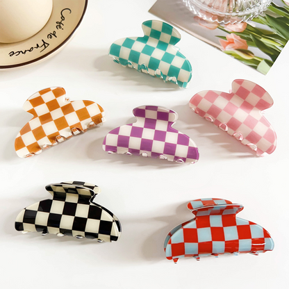 Checkerboard Hair Claw Clip
