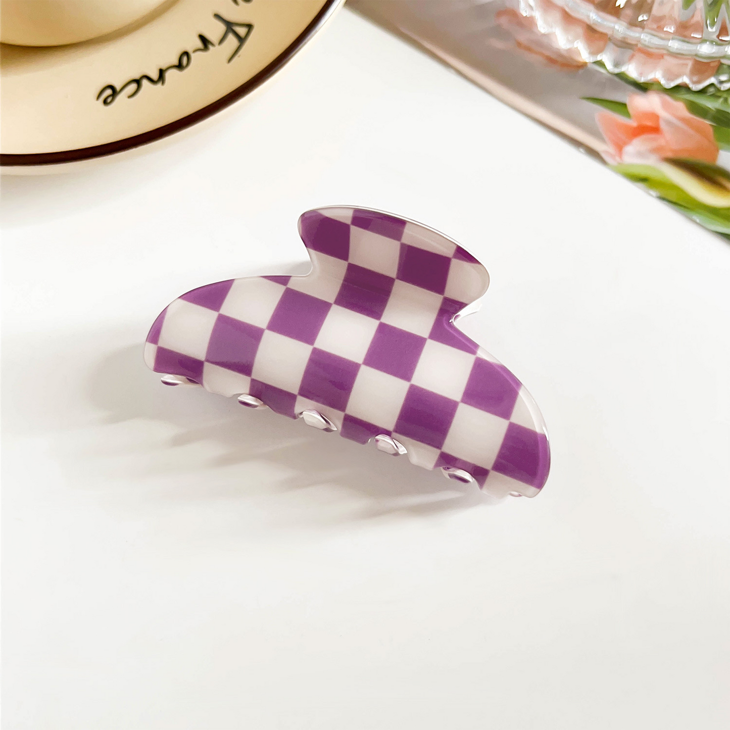 Checkerboard Hair Claw Clip