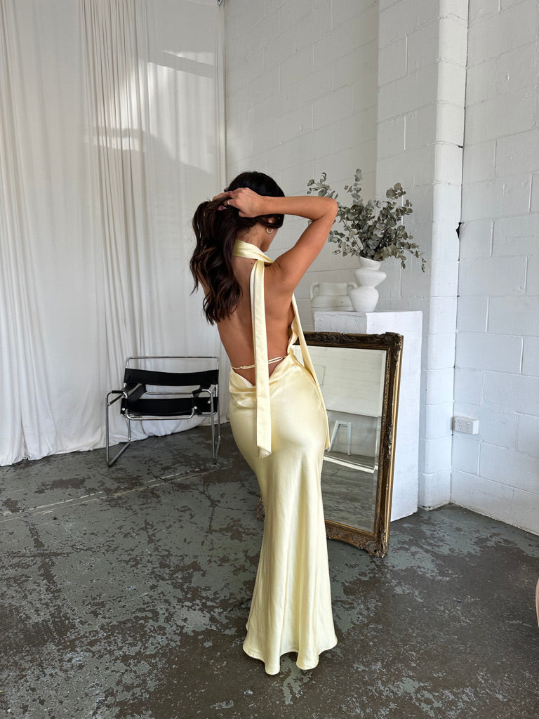 MILAN DRESS - YELLOW SATIN