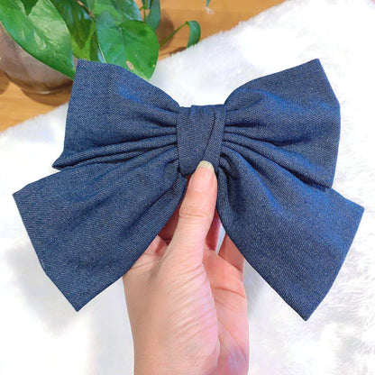 Denim Oversized Bow Hair Clip