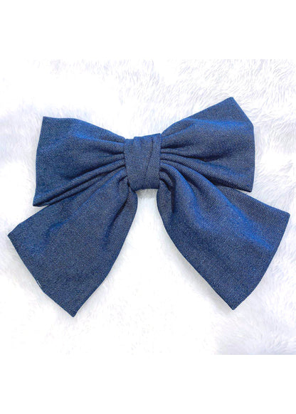 Denim Oversized Bow Hair Clip