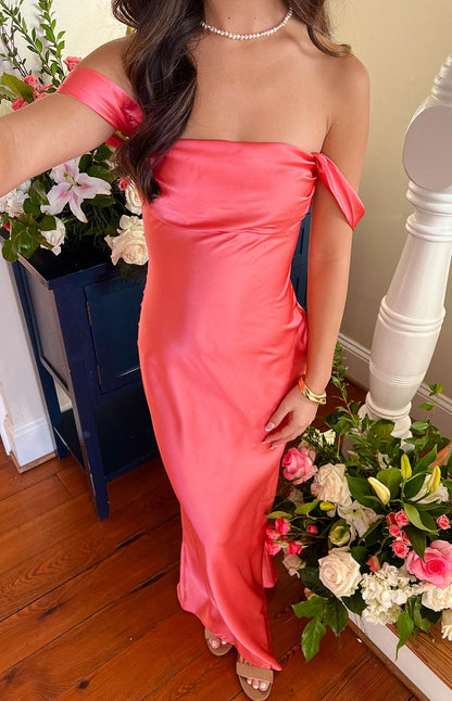 Ella Pink Off Shoulder Formal Dress