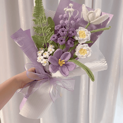 Handmade Crochet Bouquet – Purple Elegance & White Blooms