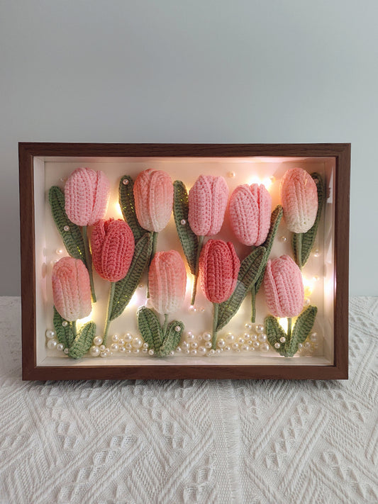 Handmade Crochet Pink Tulip Frame