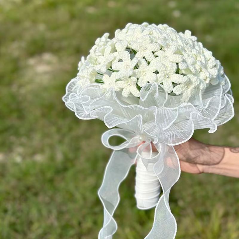 Handmade Crochet White Bouquet – Elegant Wedding & Home Décor