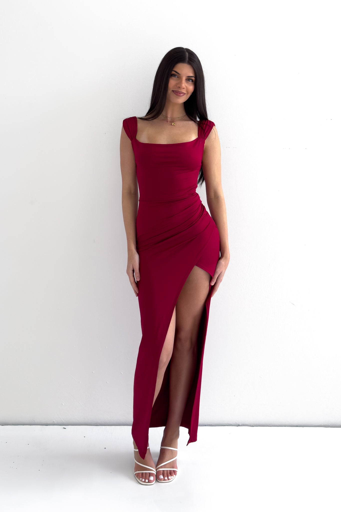 Polly Midi Dress - Wine