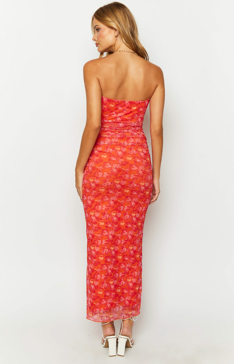 Imogen Orange Floral Print Maxi Dress