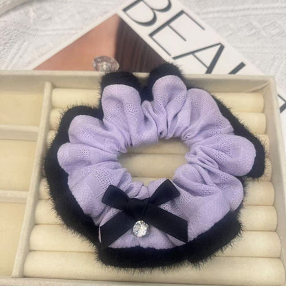 Lavender Scrunchie with Bow and Rhinestone