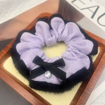 Lavender Scrunchie with Bow and Rhinestone