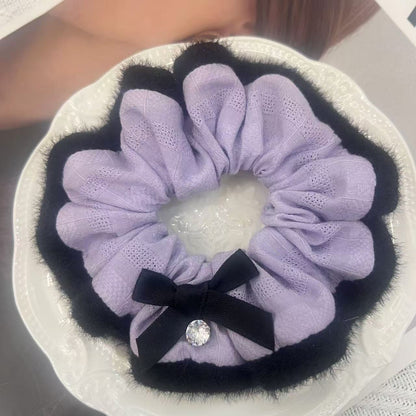 Lavender Scrunchie with Bow and Rhinestone