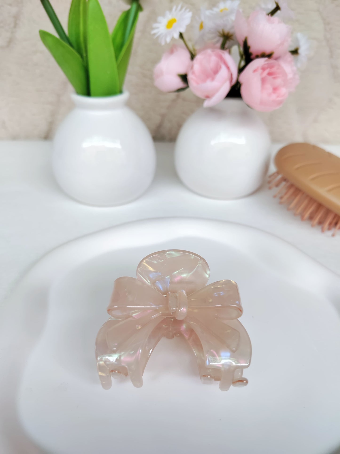 Light Pink Bow Hair Claw