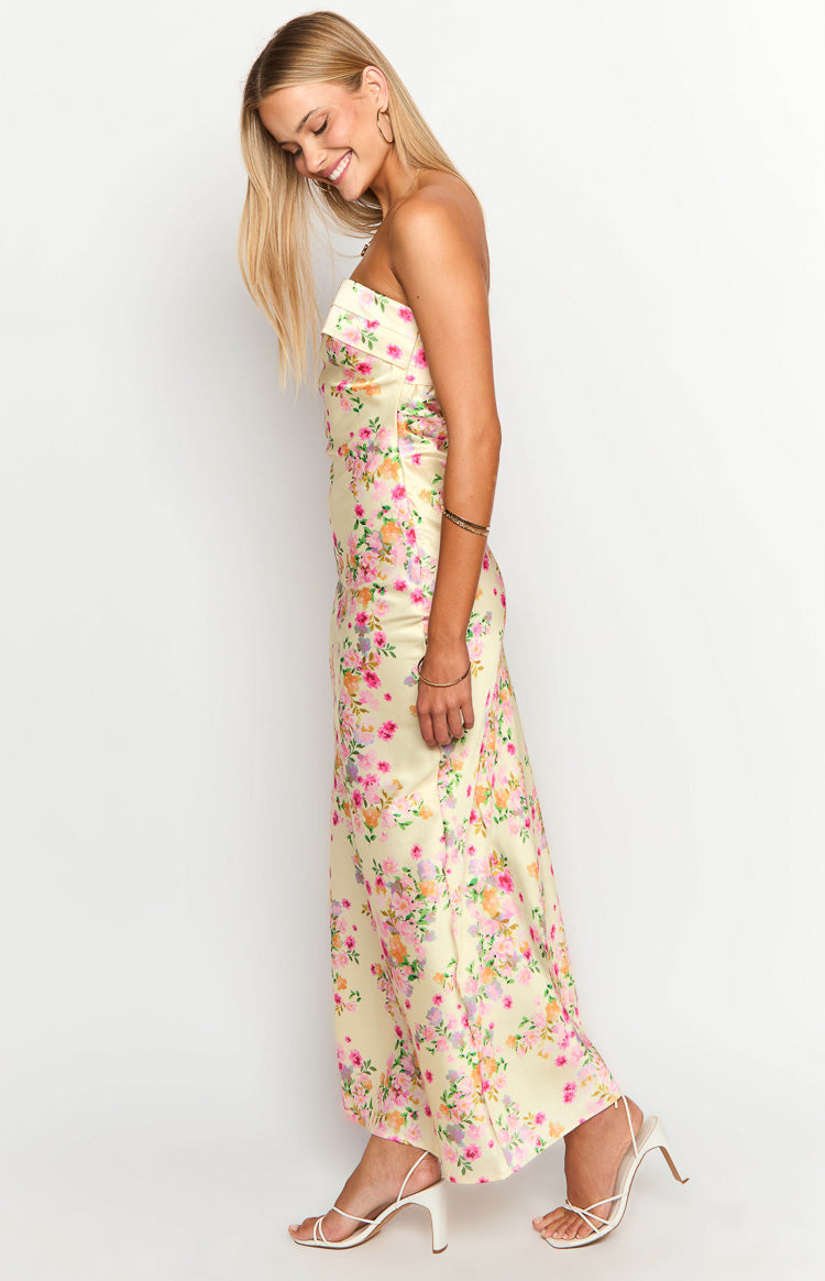 Maiah Yellow Bloom Maxi Dress