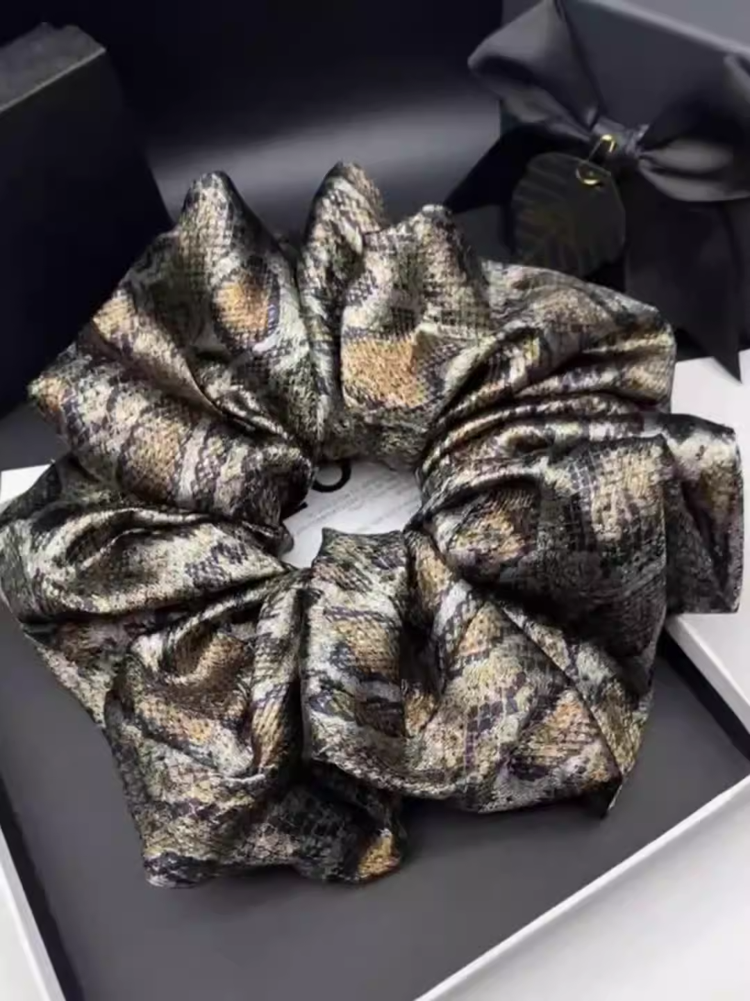 Metallic Snake Print Oversized Scrunchie