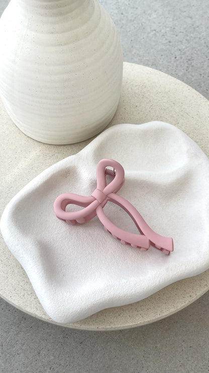 Matte Bow Claw Clip - Pink