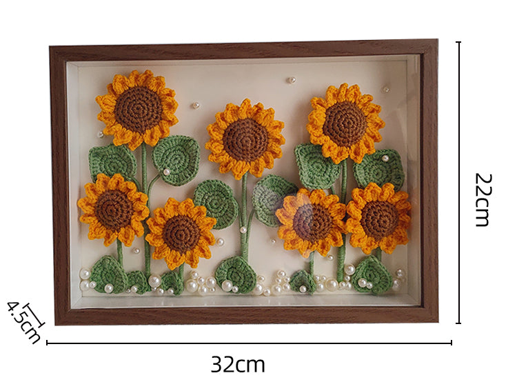 Rustic Handmade Crochet Sunflower Frame – Light-Up Home Decor Art