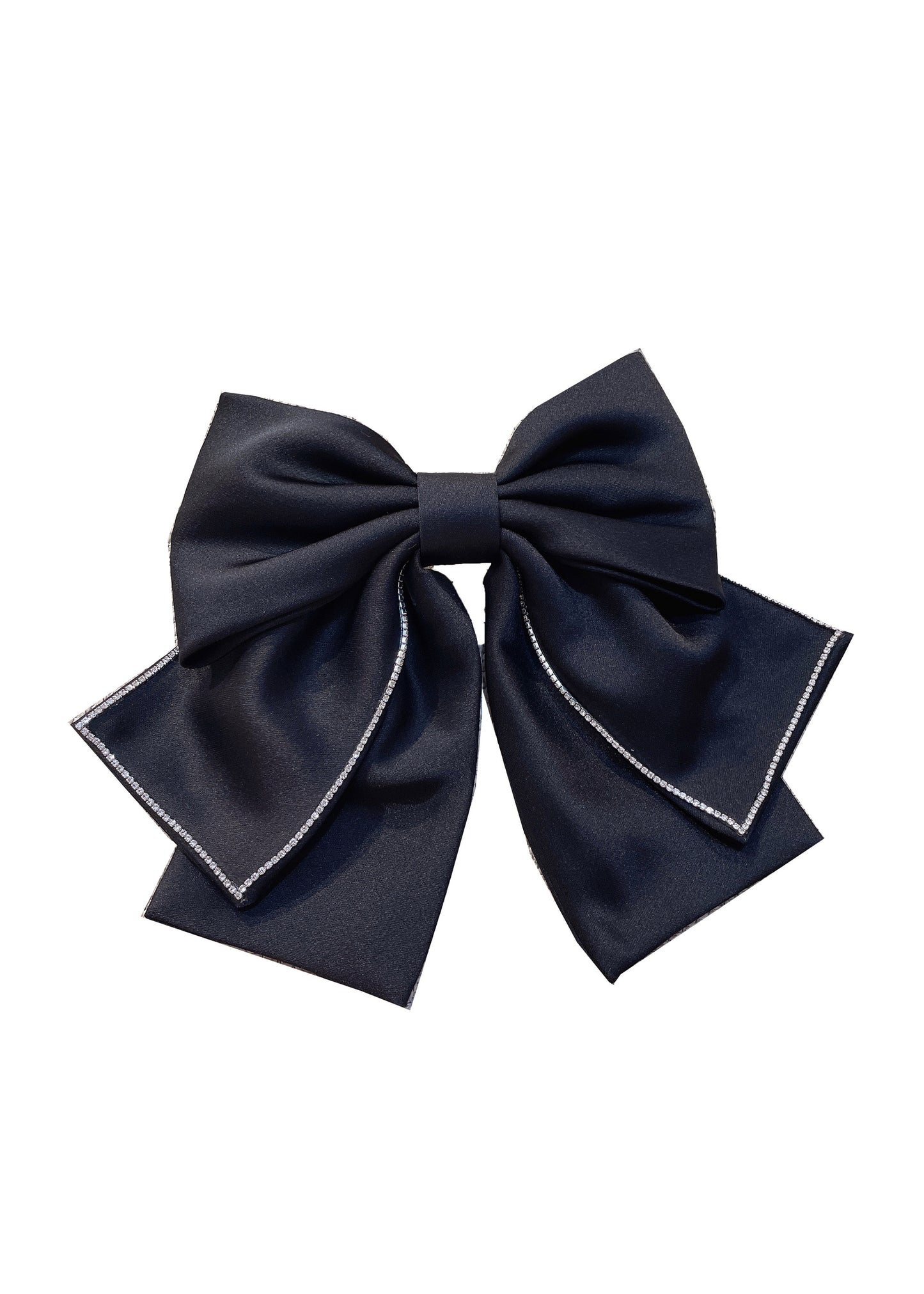 Satin Bow Barrette with Rhinestone Accents